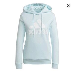Adidas Womens Pullover Hoodie‎ Sweatshirt Blue White Long Sleeve Pockets M New